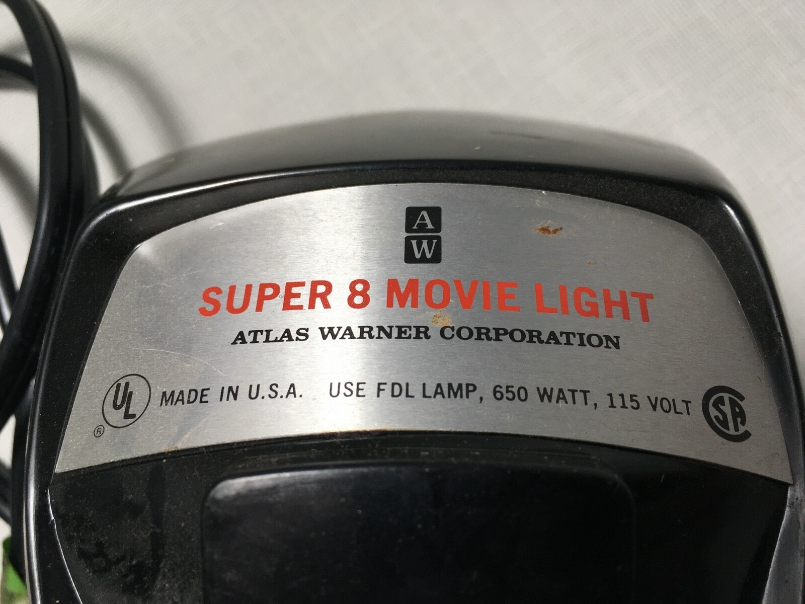 Vintage Atlas Warner Super 8 Sealed Beam Movie Light Model 855 – Works!