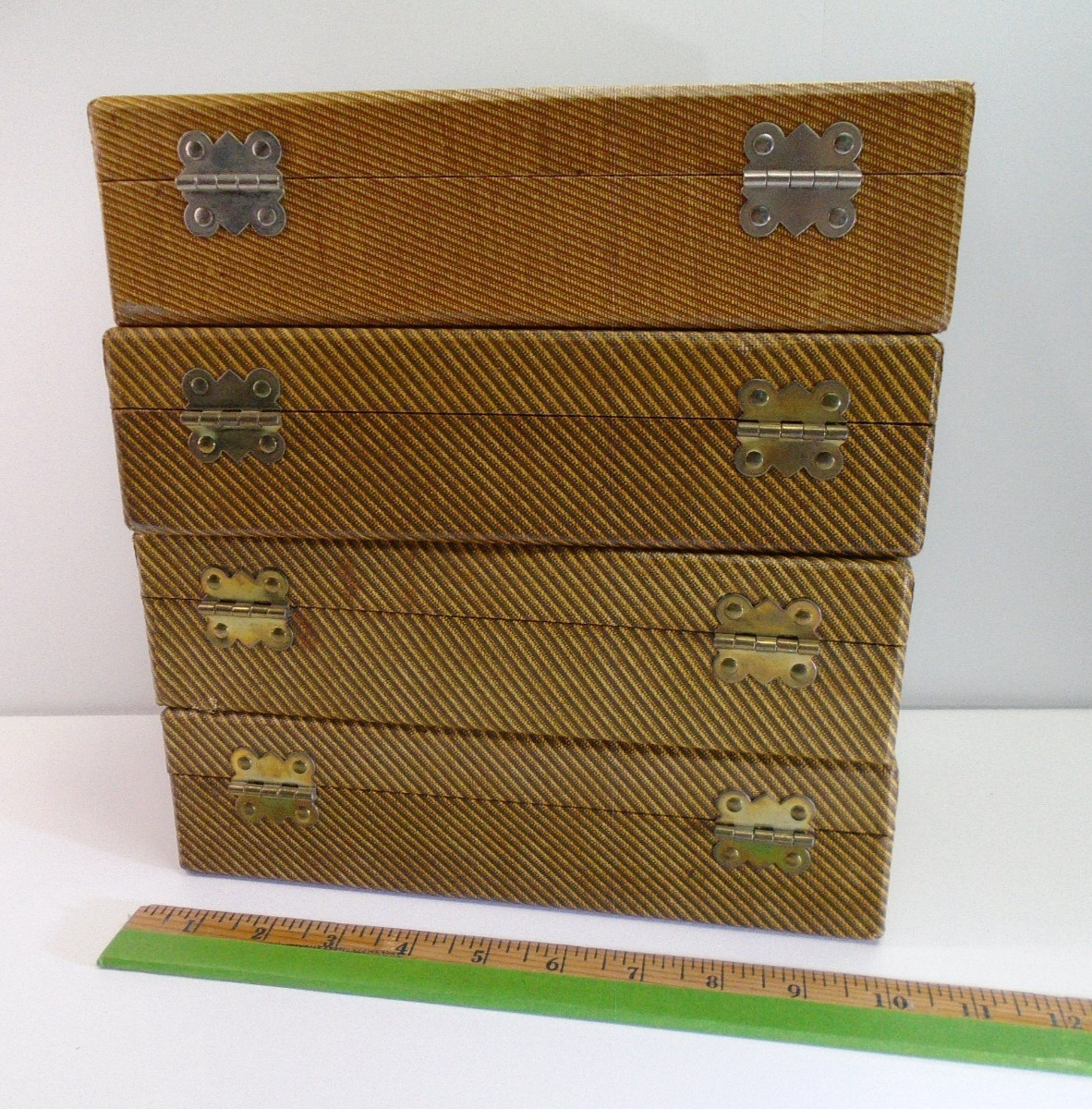 Vtg Barnett & Jaffe Baja Film Slide Case Lot 4pc 100 Slide Box 10″ Retro Stripe