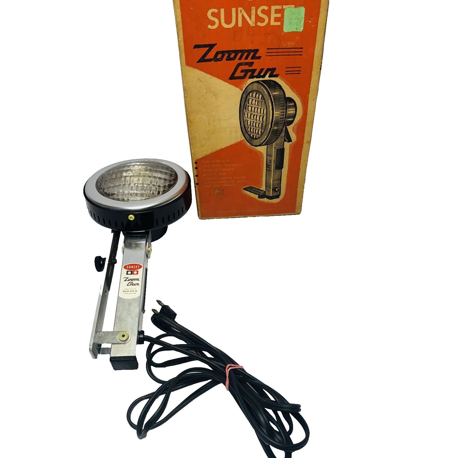 Vintage Sunset Zoom Gun 650W Super Bright Photo Light 8mm Original Box Working