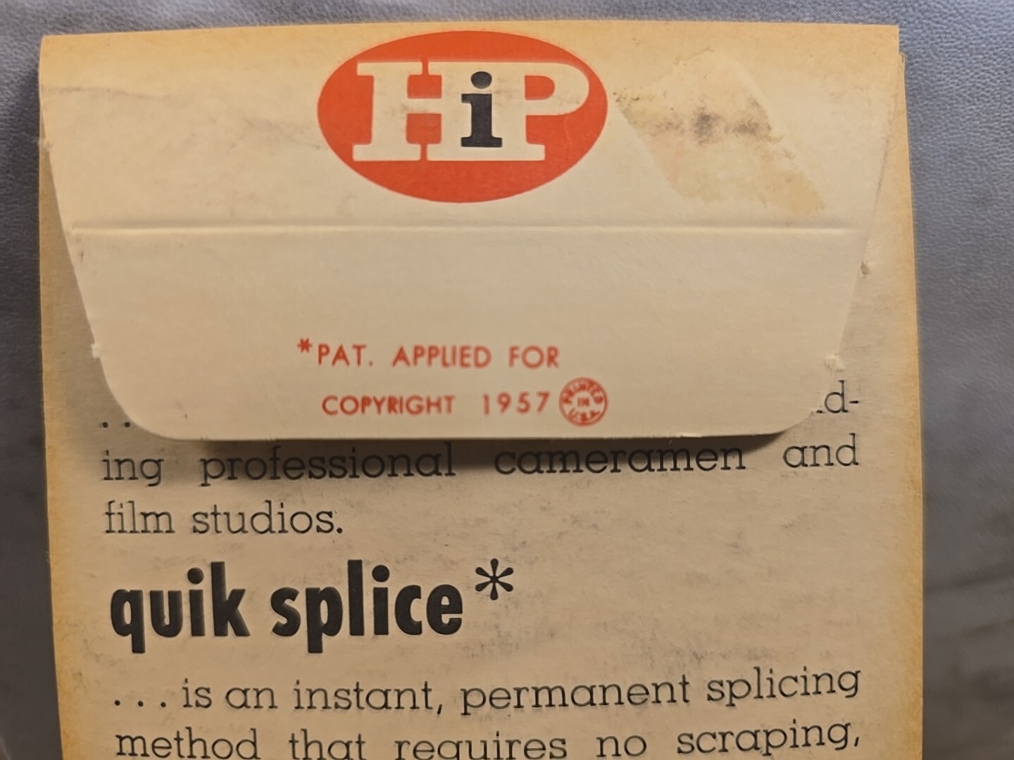Vintage 1957 HP Quick Splice Kit 8 mm Film Hudson Photographic Industries