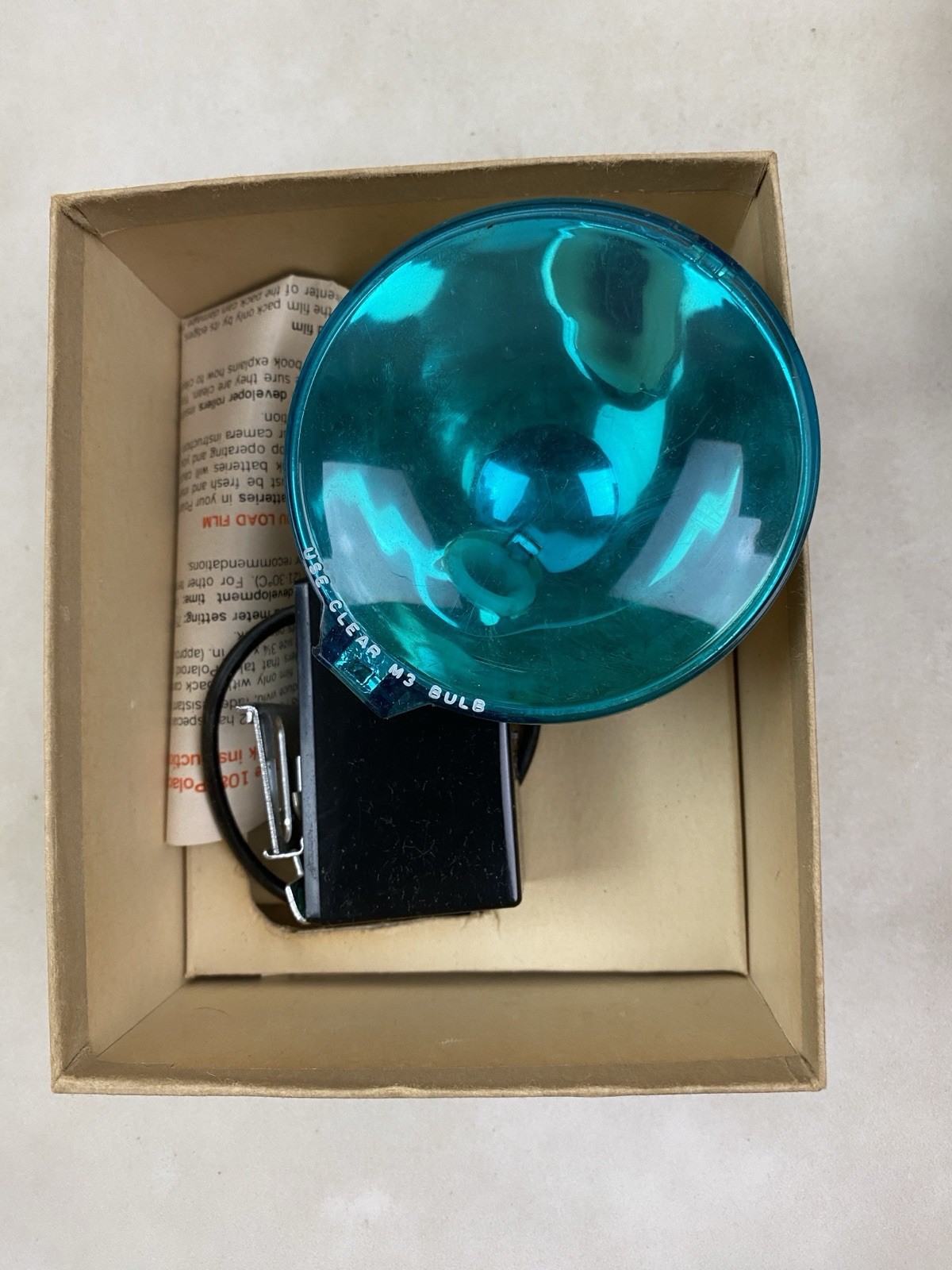 Vintage Polaroid Flashgun #268 Blue Reflector Flash w/ Box Instructions