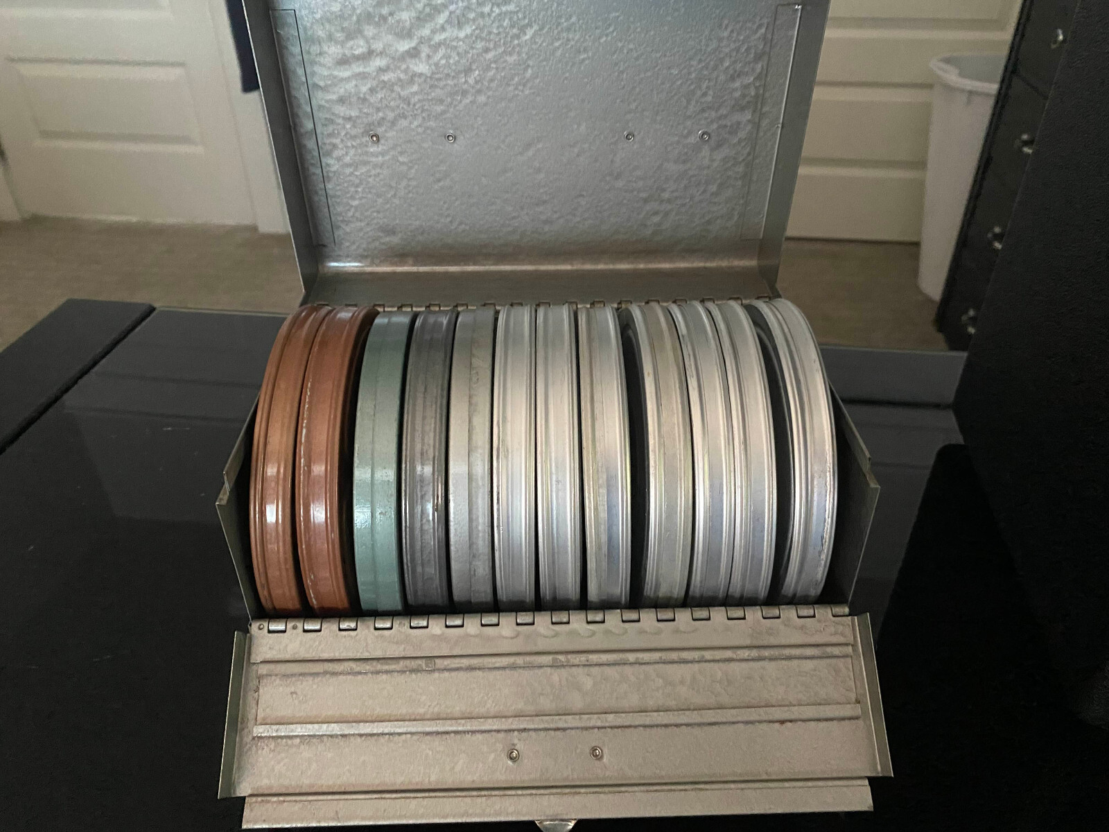 Vintage 8mm Film Canister Reel Case With 12 EMPTY Reel Canisters