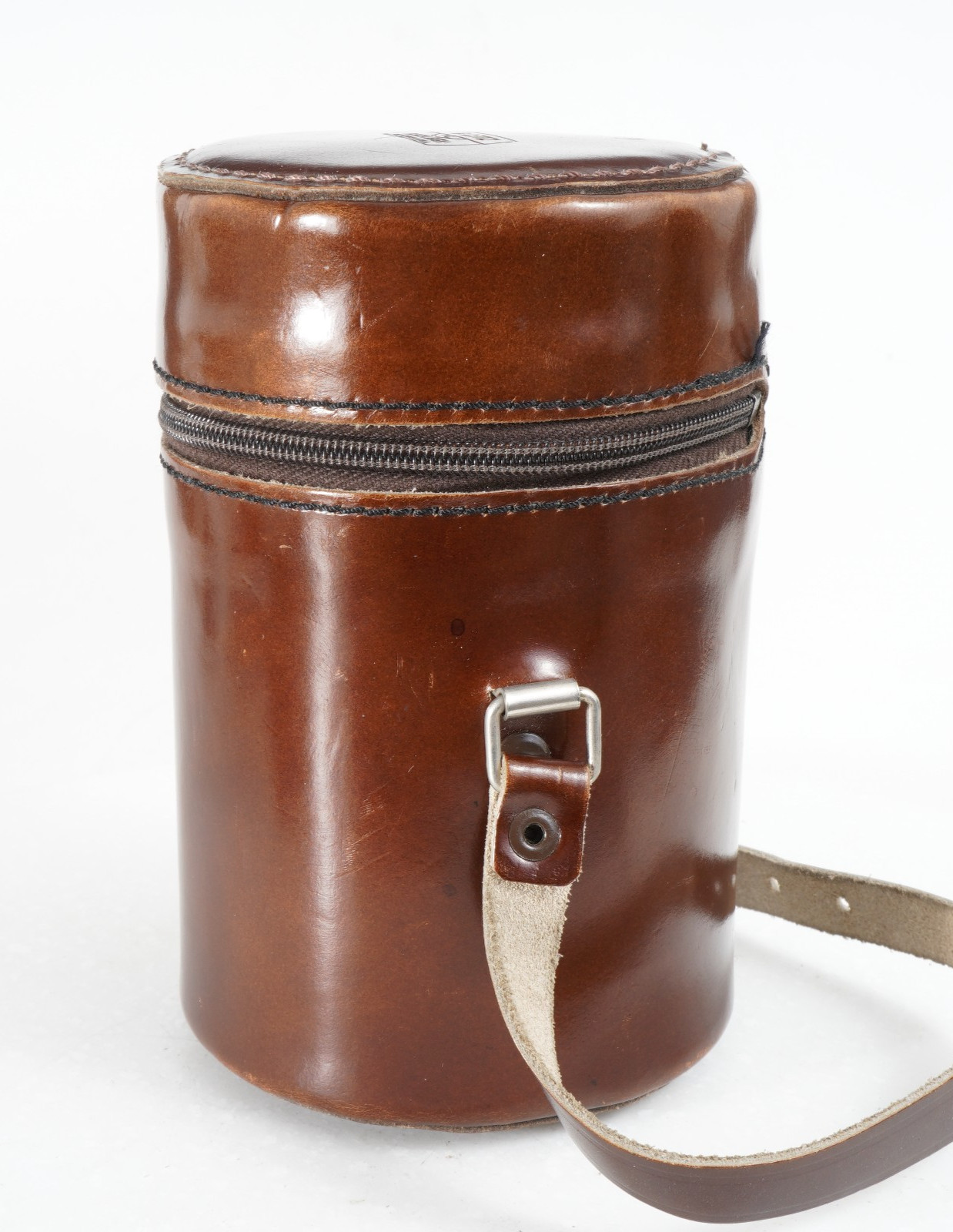 -[EX+++] E. LEITZ #3 LENS CASE 98283 BROWN LEATHER + STRAP For Elmarit-R 90mm