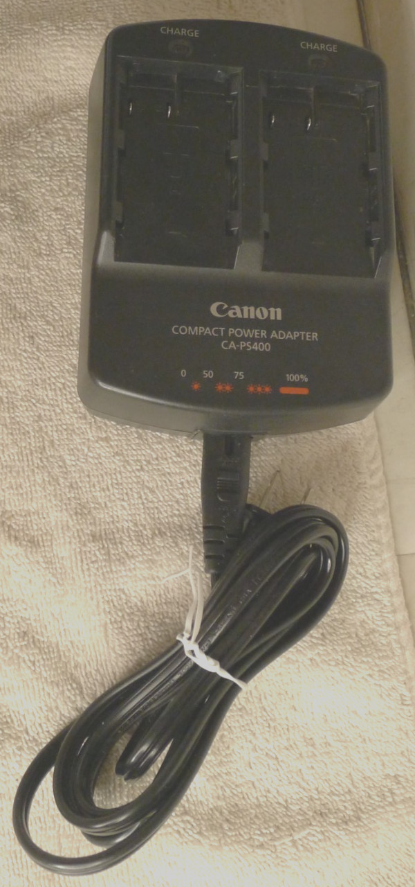 Canon Compact Power Adapter & Dual Battery Charger CA-PS400 w/ Power Cord-TESTED