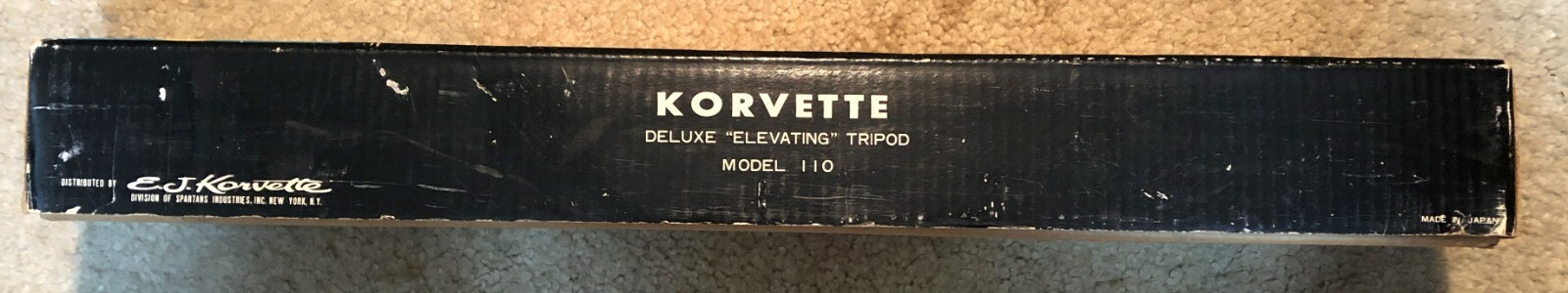 E.J. Korvette Deluxe Elevating Tripod #110 Vintage Photography / Videography Box