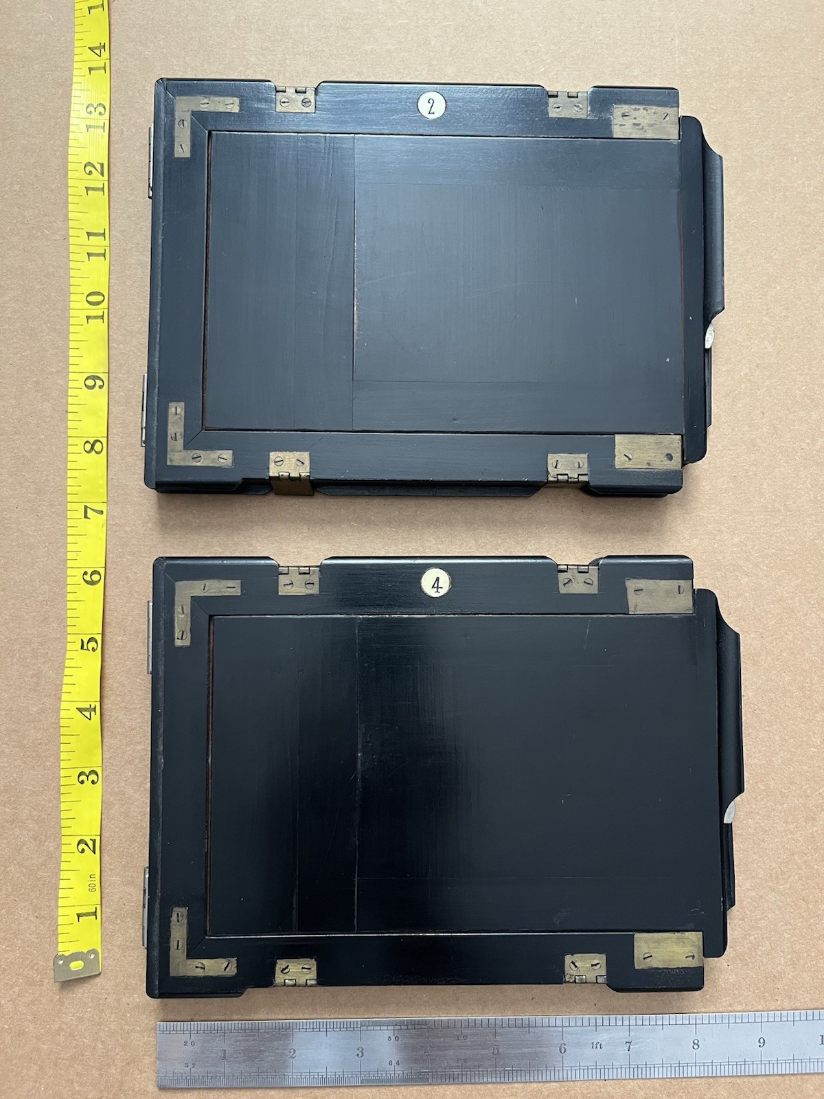Two Black Vintage Wooden Film Plate Holder