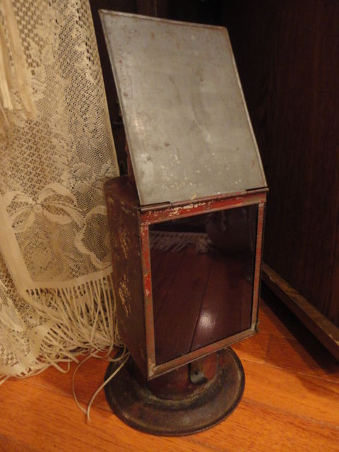 Dark Room Photographic Lantern Ruby Glass Protective Door Oil Lamp Antique