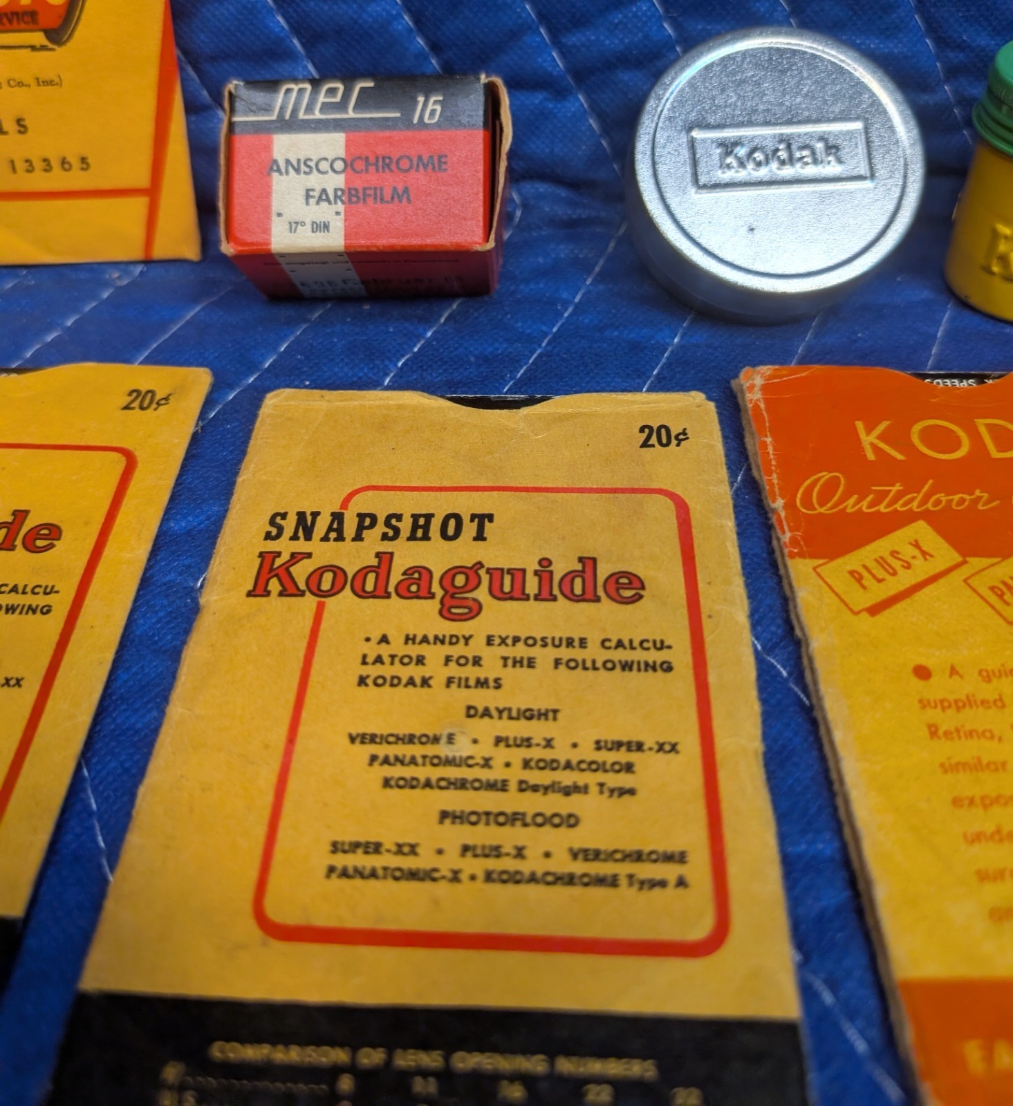 Lot of Vintage Kodak Film Canisters and Exposure Guides
