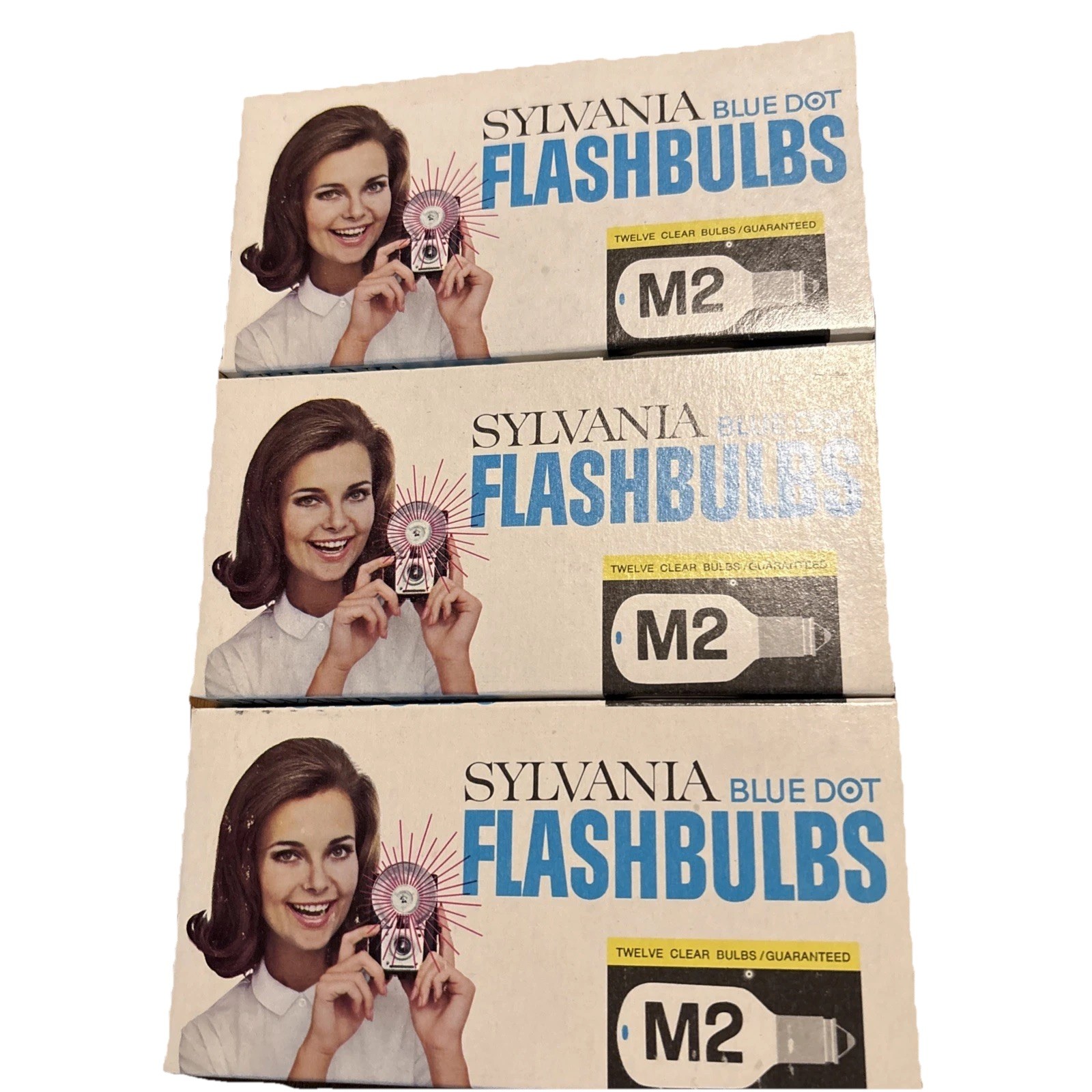Vintage Sylvania Flashbulbs Blue dot M2B Lot Of 3 Full Boxes New Old Stock
