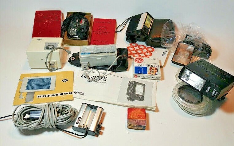 Canon Vivitar Agfatron 35mm SLR Film Camera Accessory Flash Lot & More Vintage