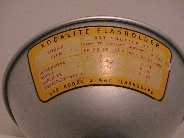 KODAK KODALITE FLASHOLDER USE 2-WAY FLASHGUARD FOR CAMERA & LIST OF FILM TYPE