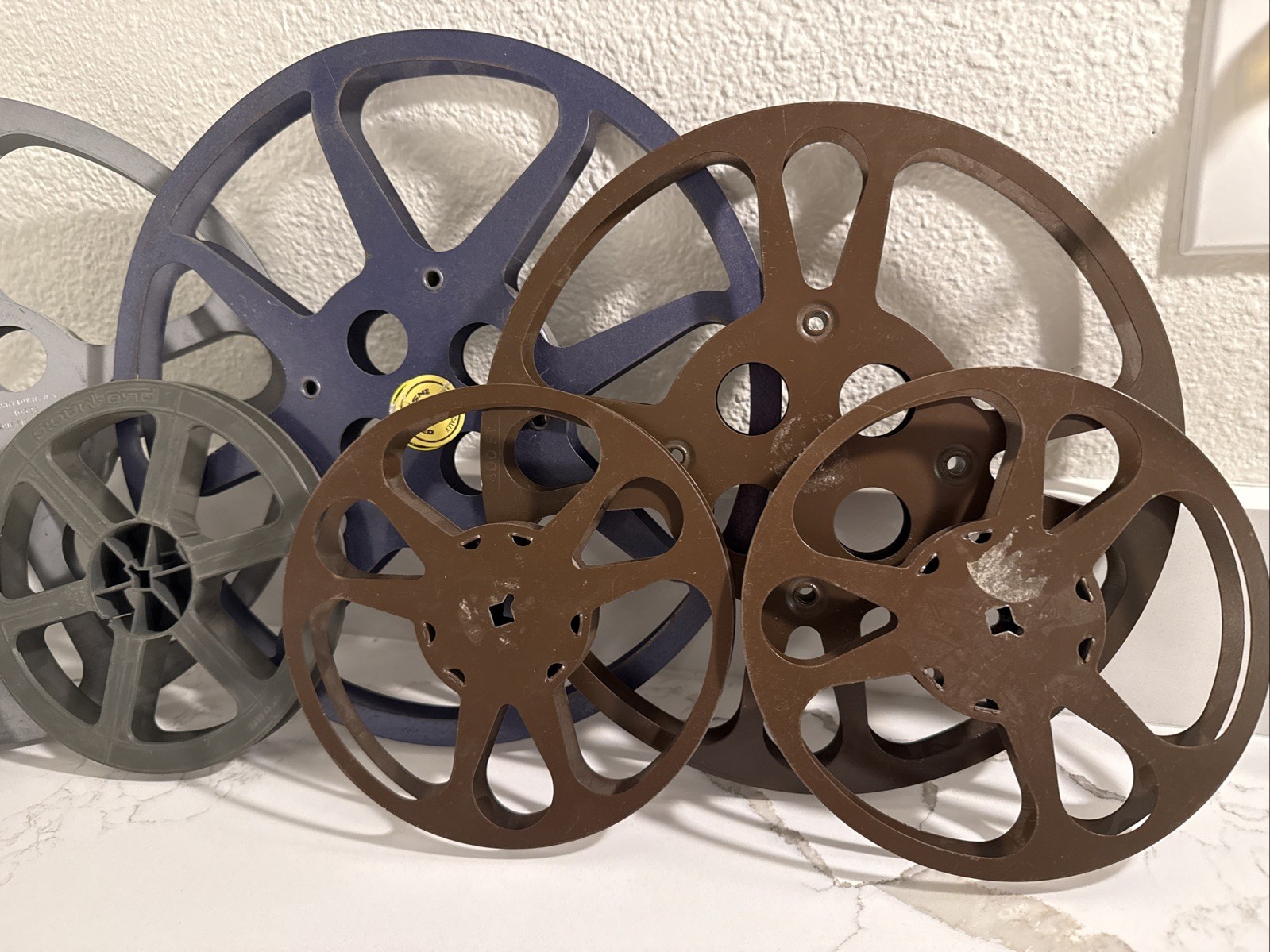 6 Vintage Metal Film Reels – Goldberg Bros, Plio-magic, Motion picture Enterpris