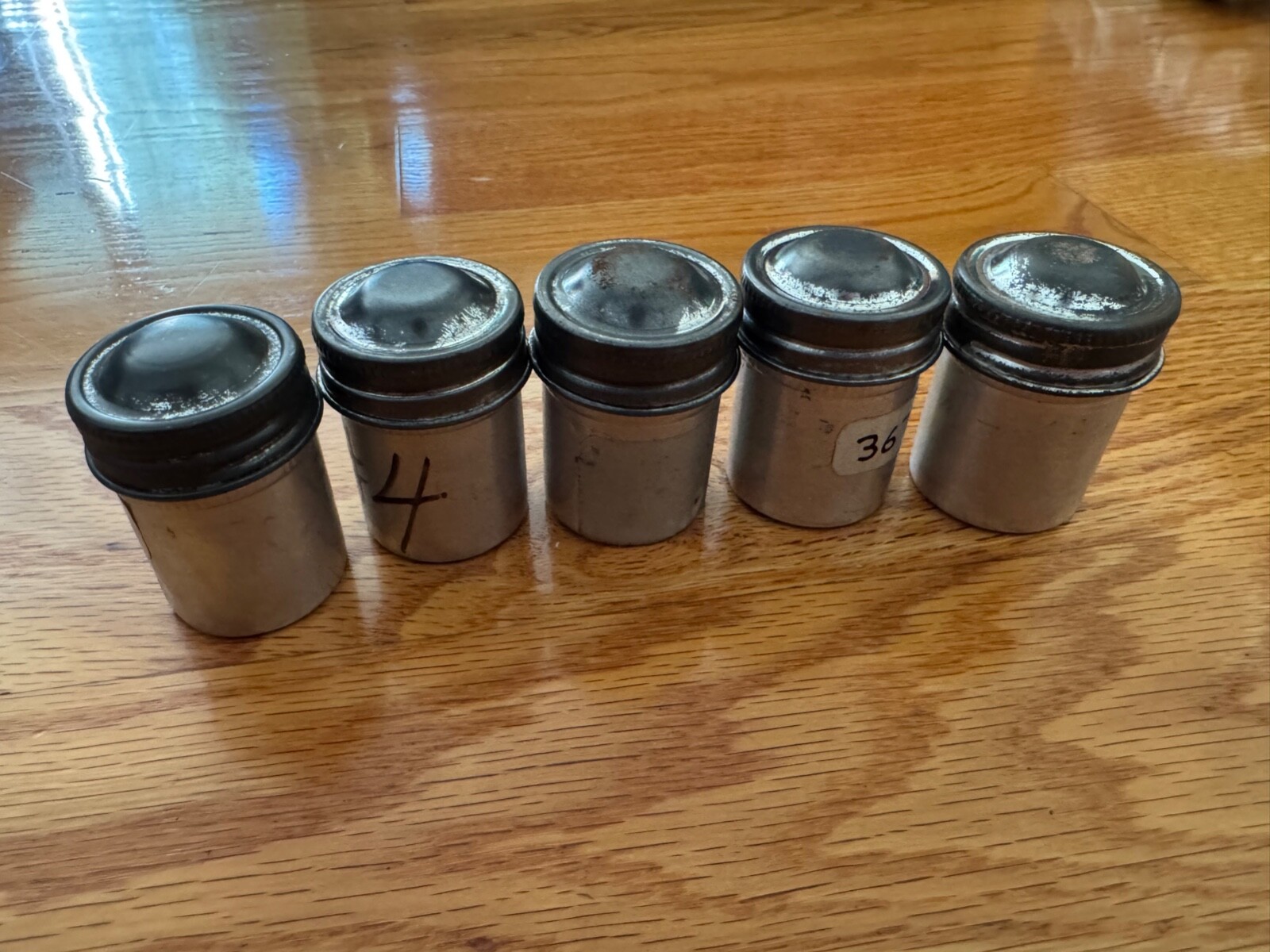 Lot of 5 Kodak 35mm Aluminum Film Canisters in Dark Grey