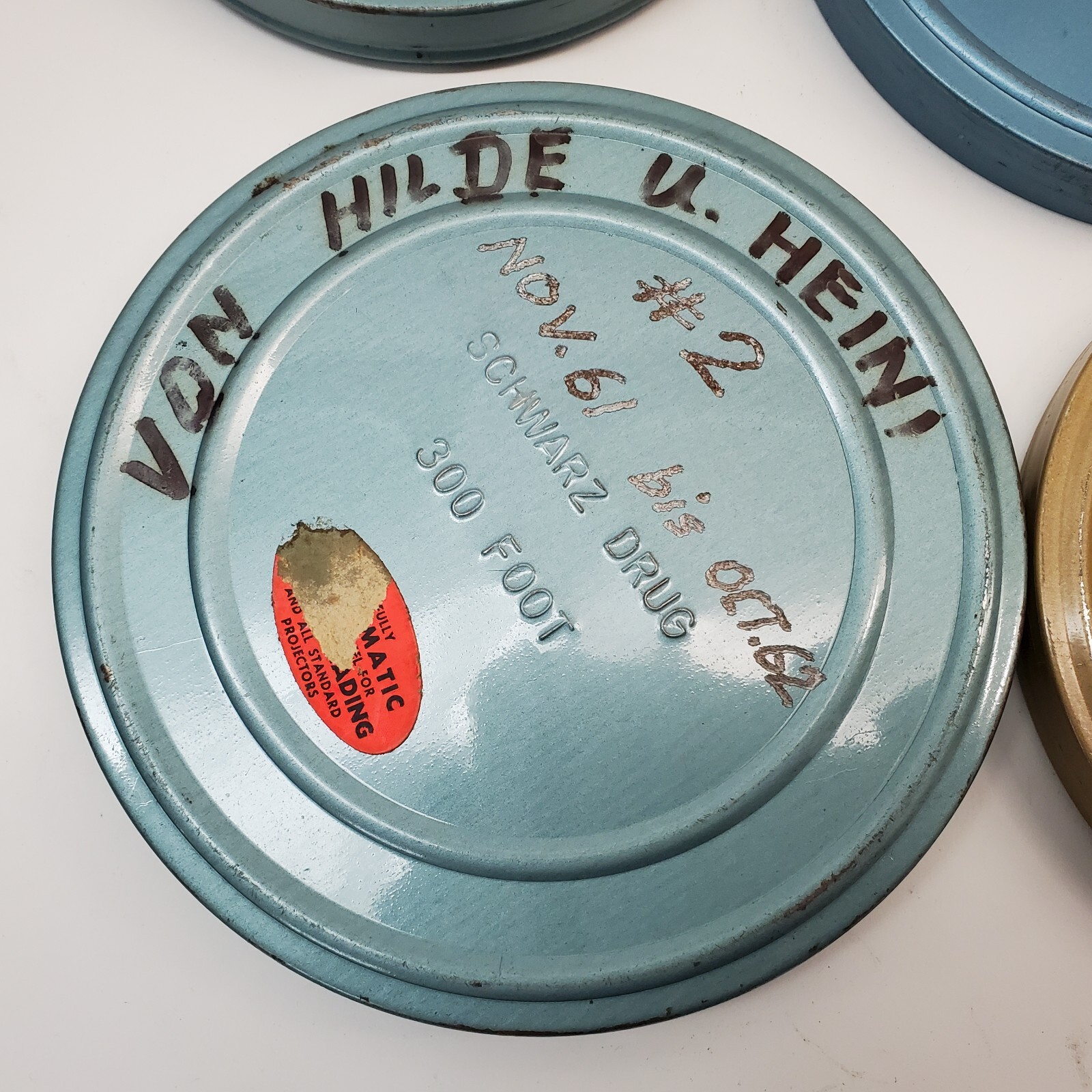Vtg 1960s 8mm Film Reels Can w/ Metal Storage Container German Family Volkswagen