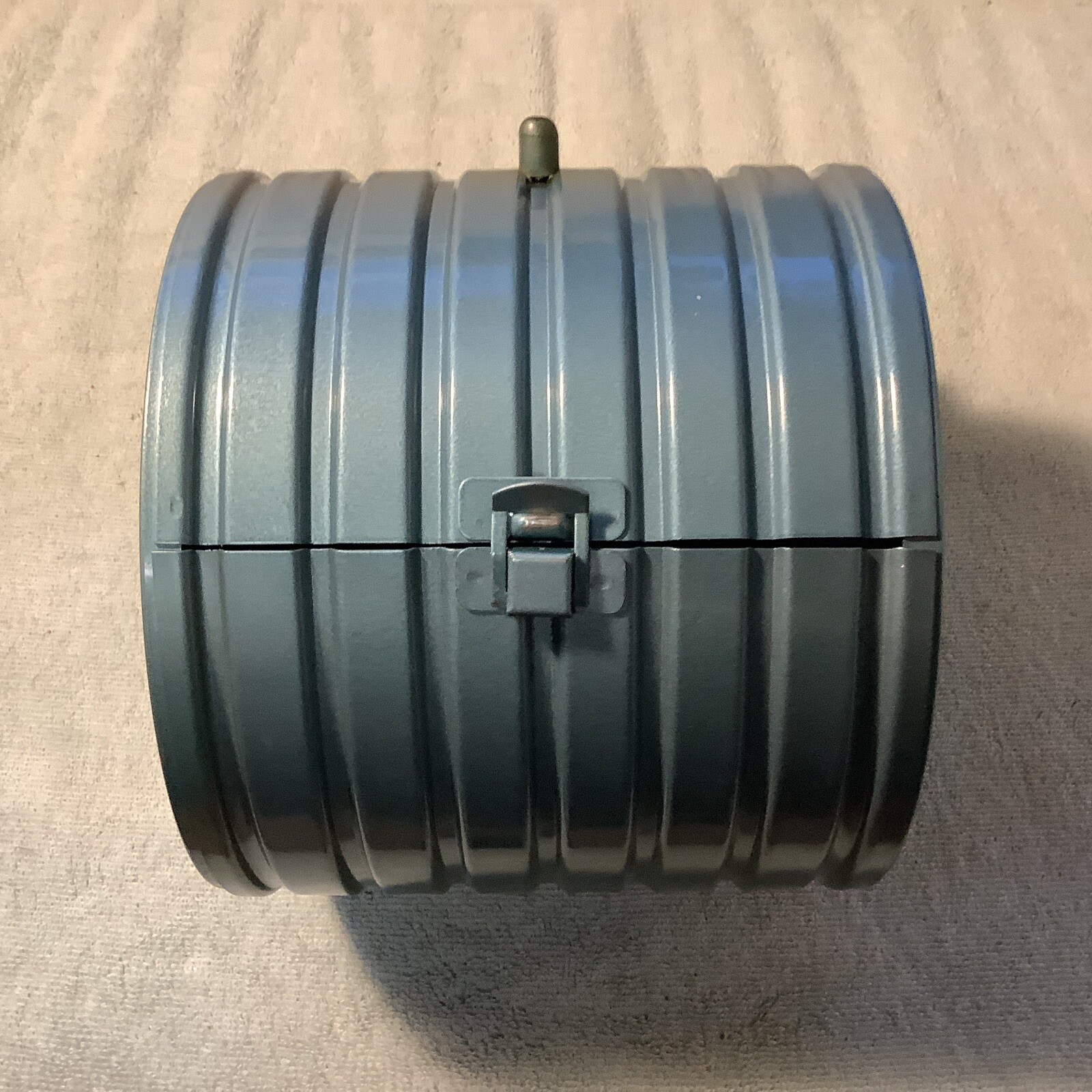 Vintage Light Blue Metal Compco Corp 8mmFilm Reel Bank Chicago USA With Box