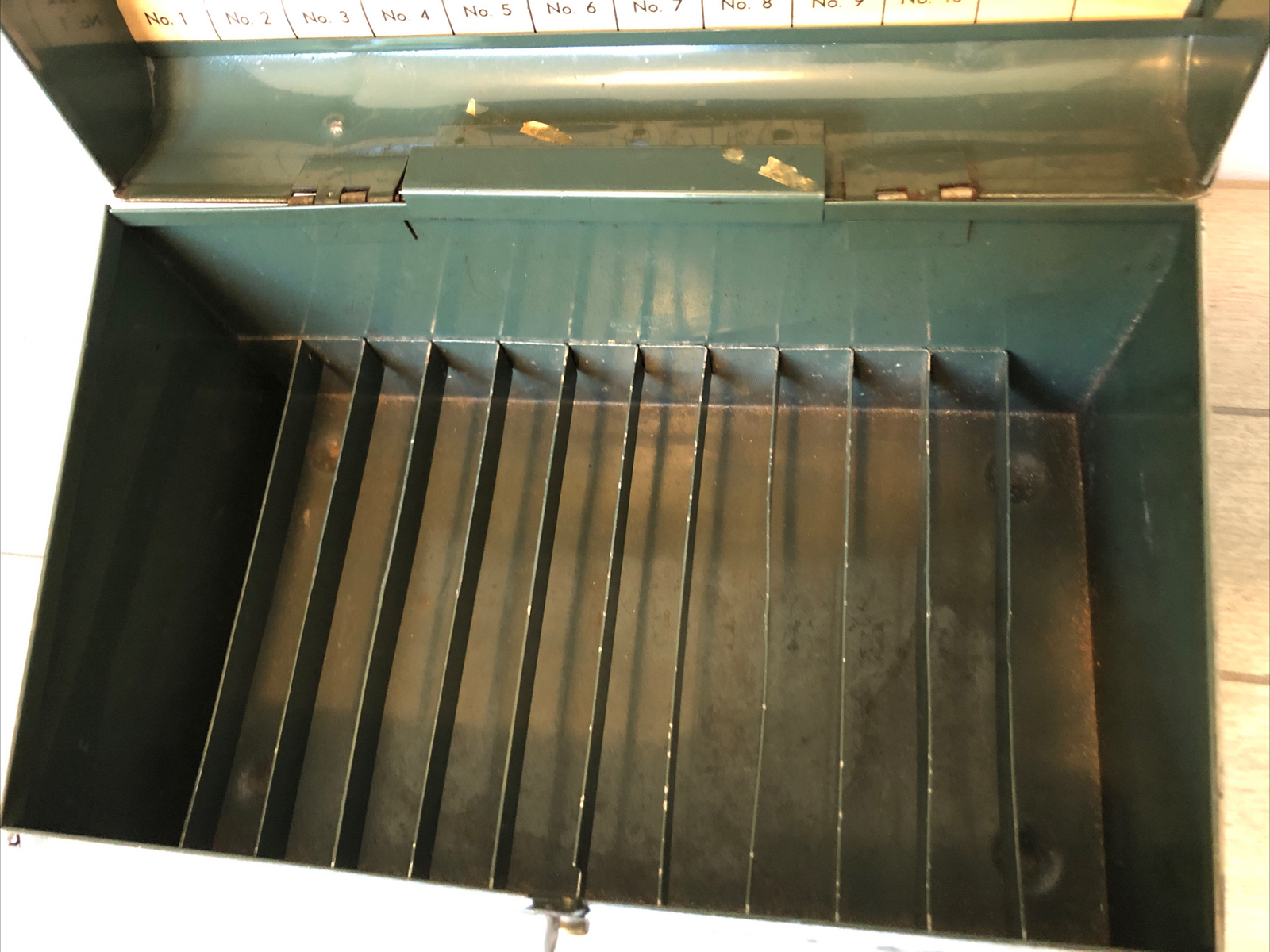 Vintage Metal Storage Case Box for 8mm Movie Reels, Holds 12, Latched w/ Handle