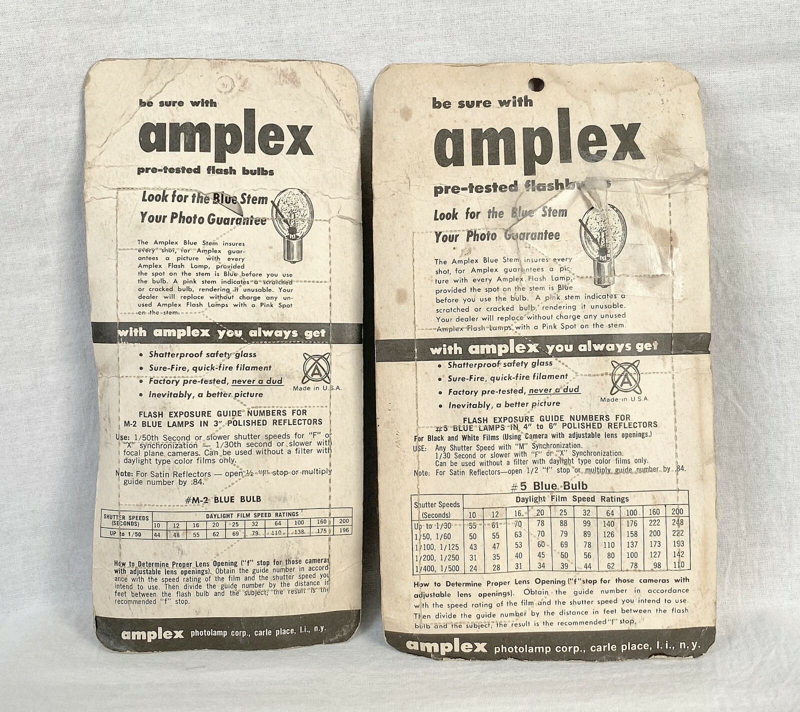 Lot of 2 AMPLEX Different Packs Photoflash Bulbs: M2B & 5B .