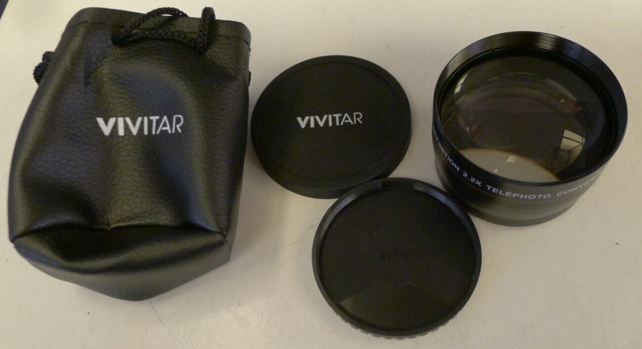 Vivitar 58mm HD4 MC AF HD 2.2X Telephoto Converter +Lens Caps&Matching Bag