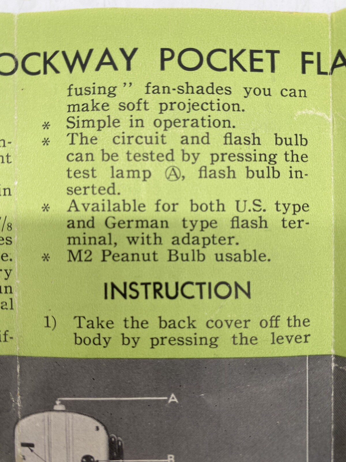 Vintage Brockway Pocket Flash-Gun BC Type Japan +Instructions +Original Box