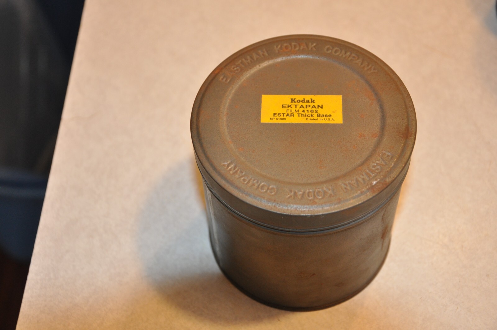 Vintage Eastman Kodak Company Film Metal Canister Estar Thick Base Large Size