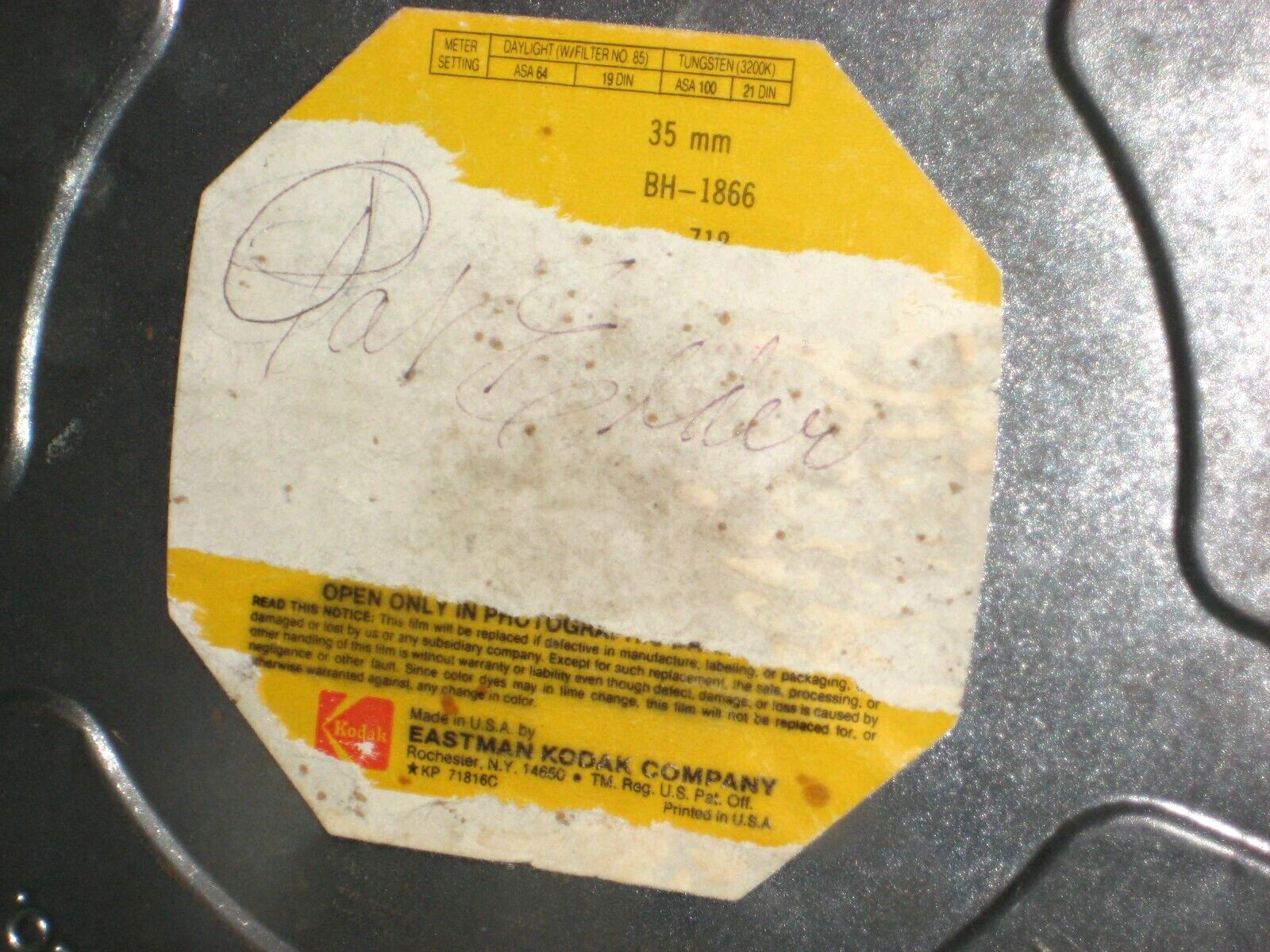#809 – Vintage Eastman Kodak 35mm Film Can – Empty Can with Labels
