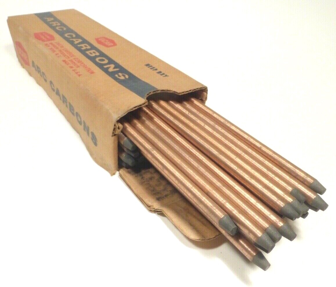 nos CARBON ARC RODS * NATIONAL CARBONS – BOX OF 50 .. 7mm x 9″ NEGATIVES