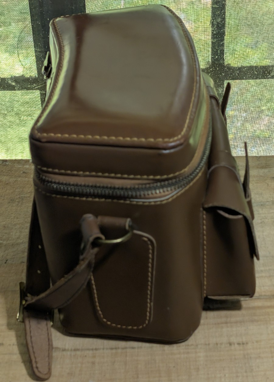 Vintage Coast Brown Leather Camera Bag Dual Buckle Closure Shoulder Strap Case