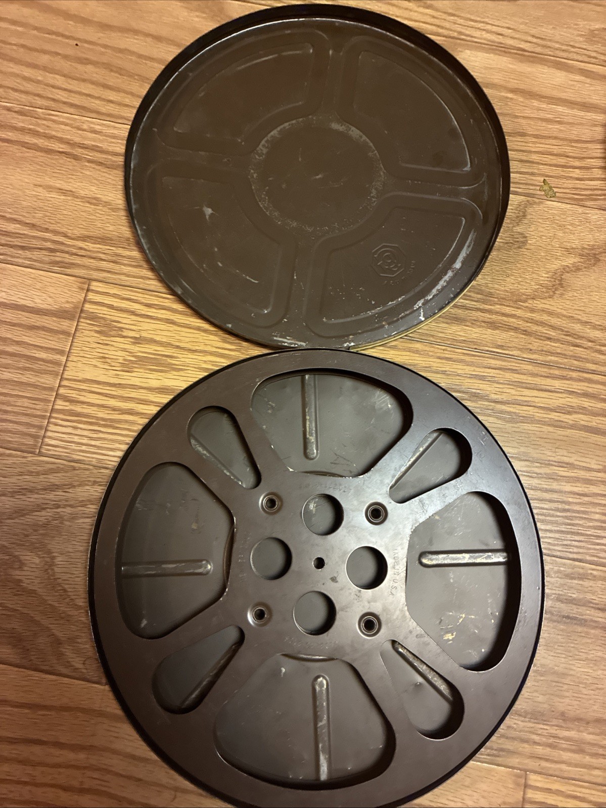 Lot Of 3 GOLDBERG BROS Empty Steel 16mm Film Reels & Cans 12.5”