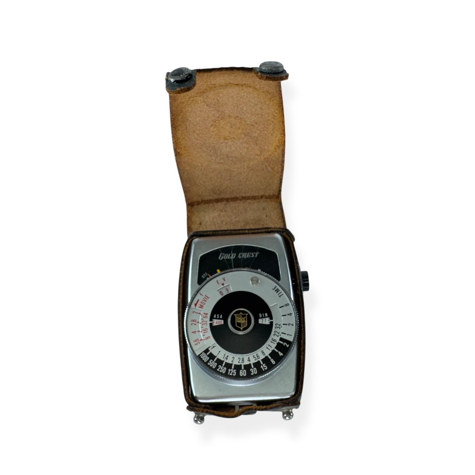 Vintage Gold Crest Light Meter Japan Analog Film Photography Exposure w/ Leather
