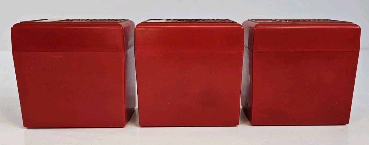 Vintage Pavelle Color Red Plastic Film Slide Box Lot & Lid of 3 Containers