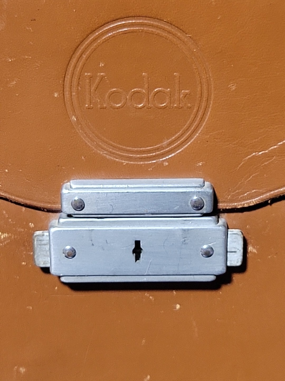 Vintage Hard Leather Movie Camera Case for Kodak Brown With Key Has Wear See Pic