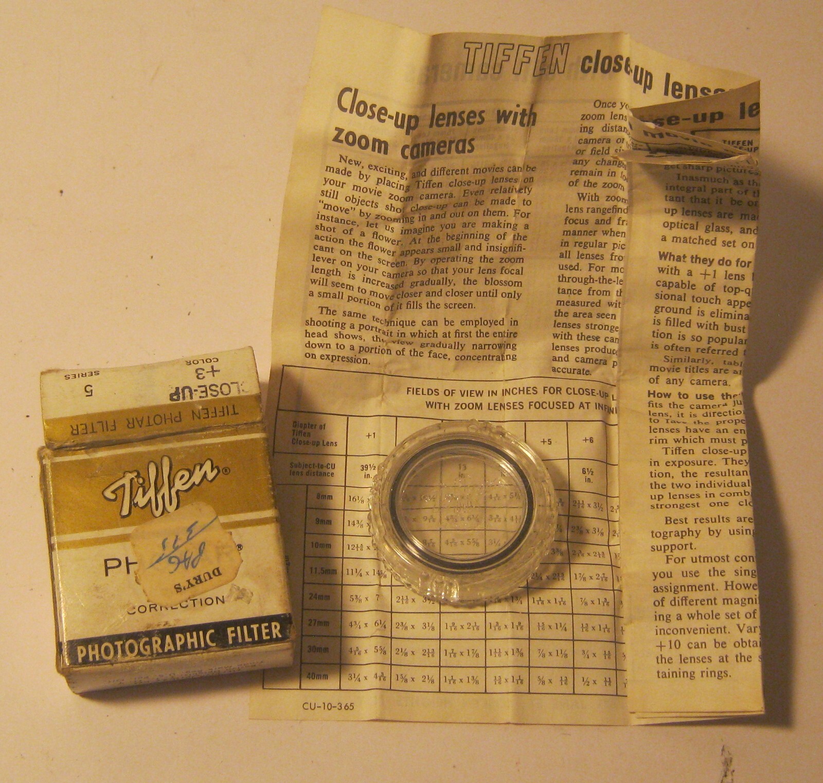 Vintage TIFFEN Photar Color Correction Filter CLOSE-UP +3 Series 5 w Insert