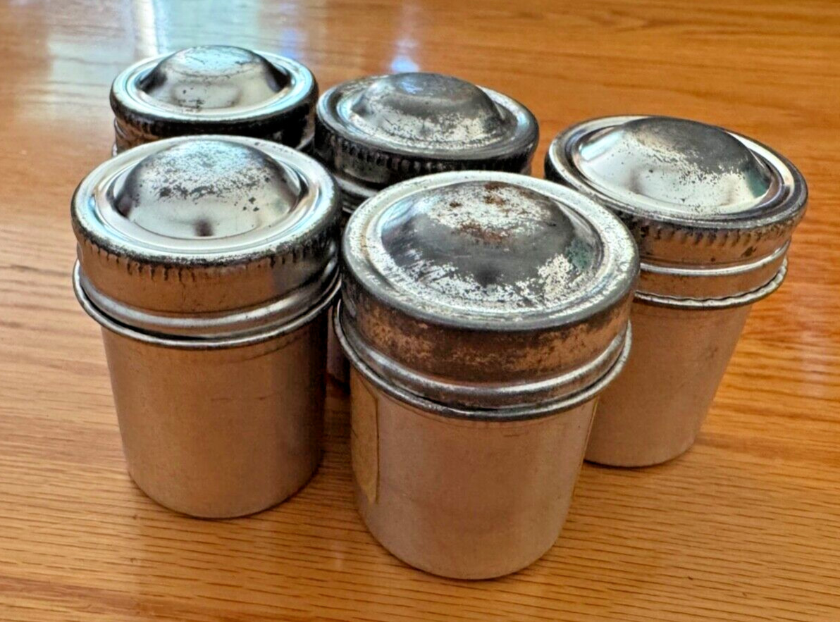 Lot of 5 Kodak 35mm Aluminum Film Canisters in Silver