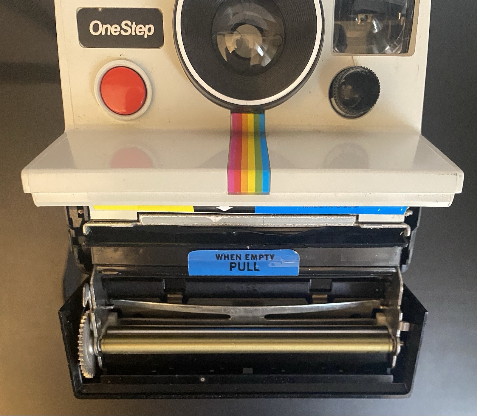 Polaroid OneStep Rainbow Stripe Instant Land Camera w Bulbs Pre-Owned Not Tested