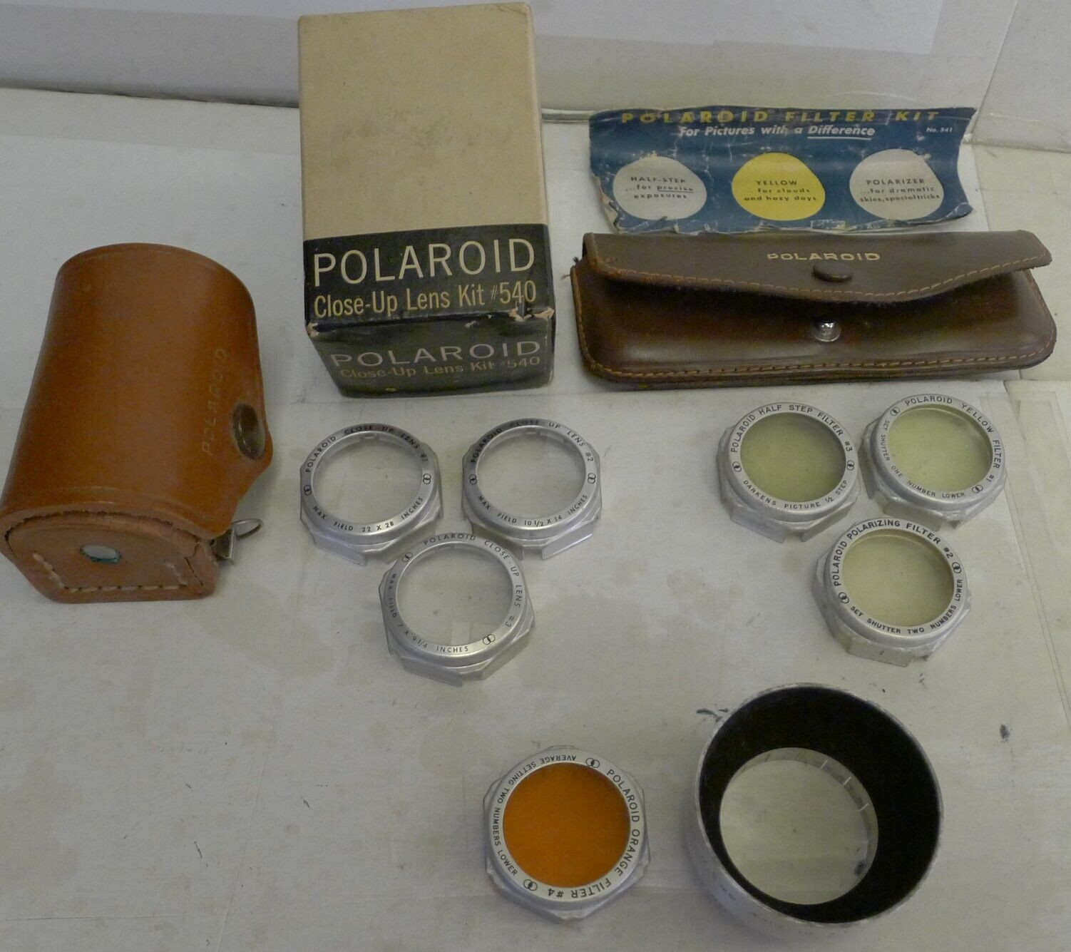 Polaroid Lens Shade No 545 31.5mm Metal With 4 Filters & 3 Close-Up Lenses -Vtg