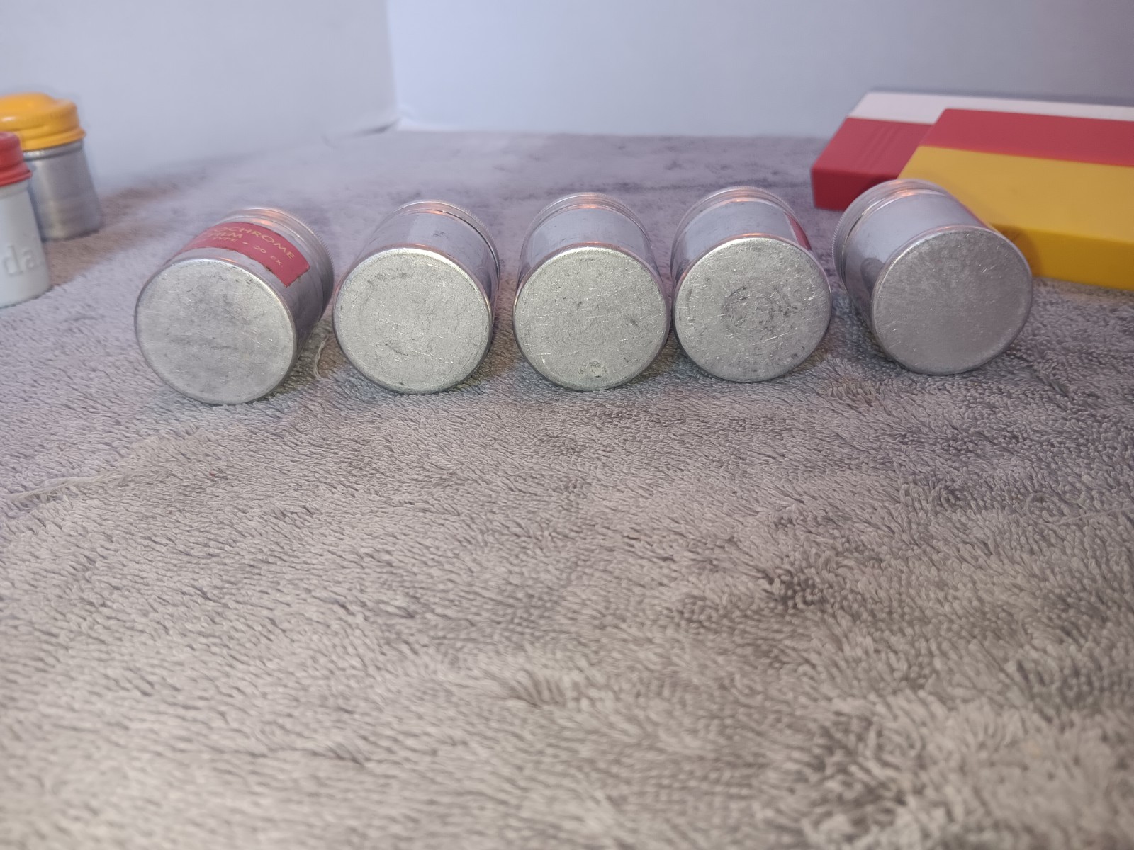 Estate Lot of 11 Vintage Kodak and Ansco Film Canisters Plus 4 Plastic Slide Tr