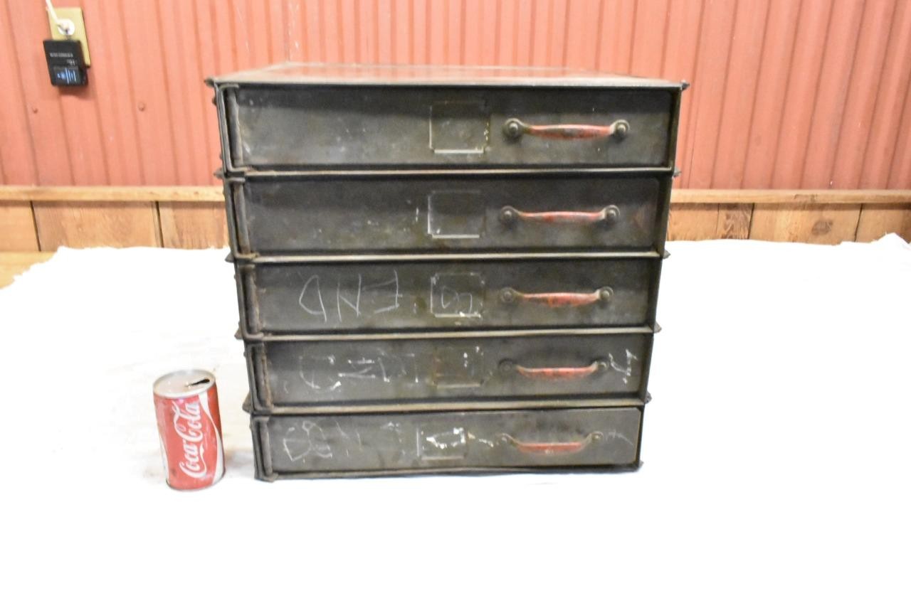 Vintage Movie Film Reel Steel Storage Cabinet Case 5 Door 35mm 18″ x 18″ x 17″