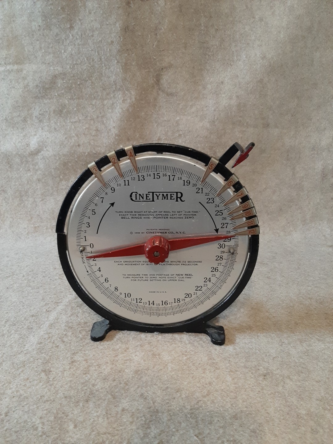 Vintage CineTymer for Cinema Film Projector Reel Cue Time Measure Bell Chime
