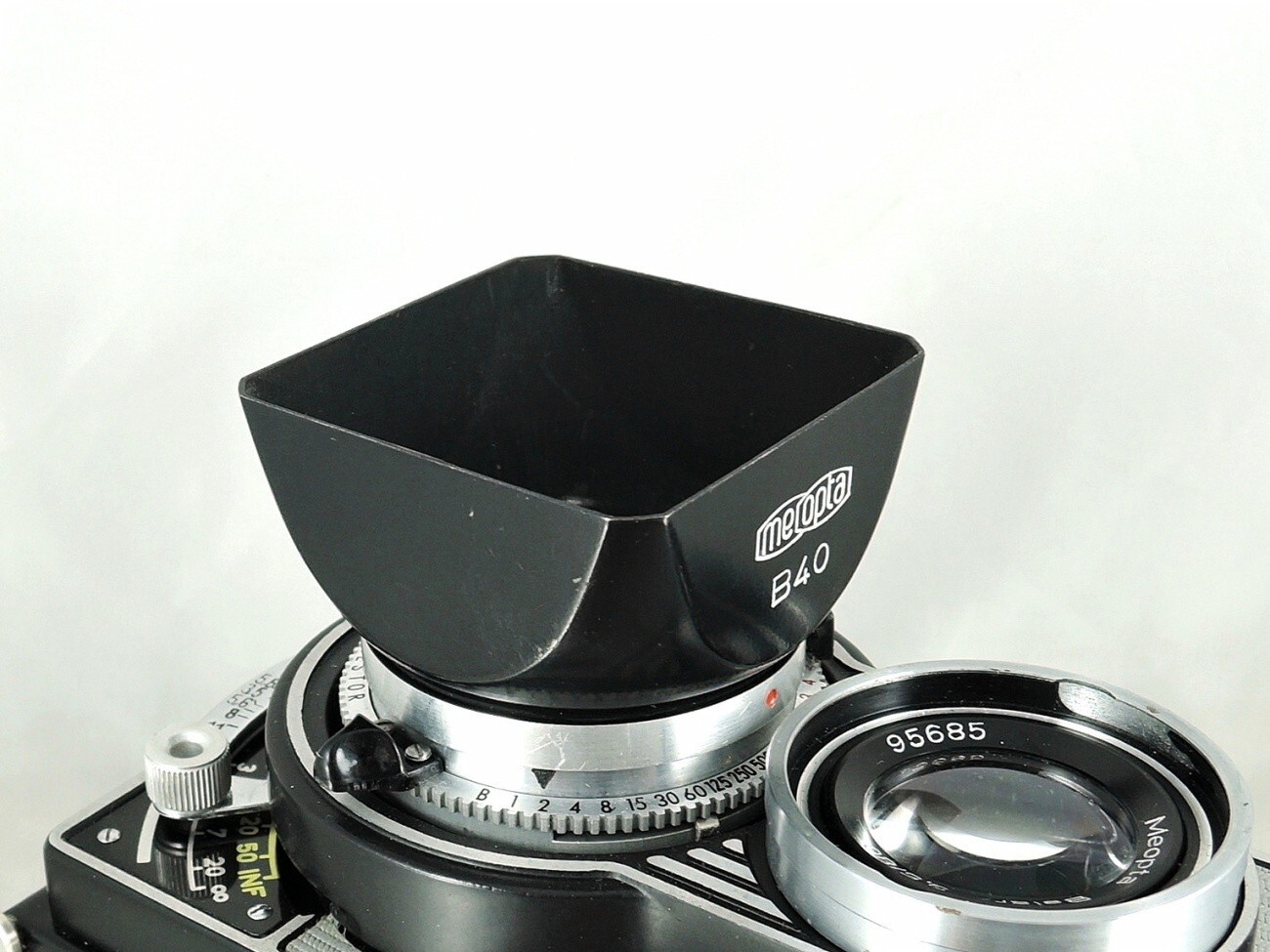 Shade hood Flexaret Meopta square bayonet B40 metal + Genuine box very nice