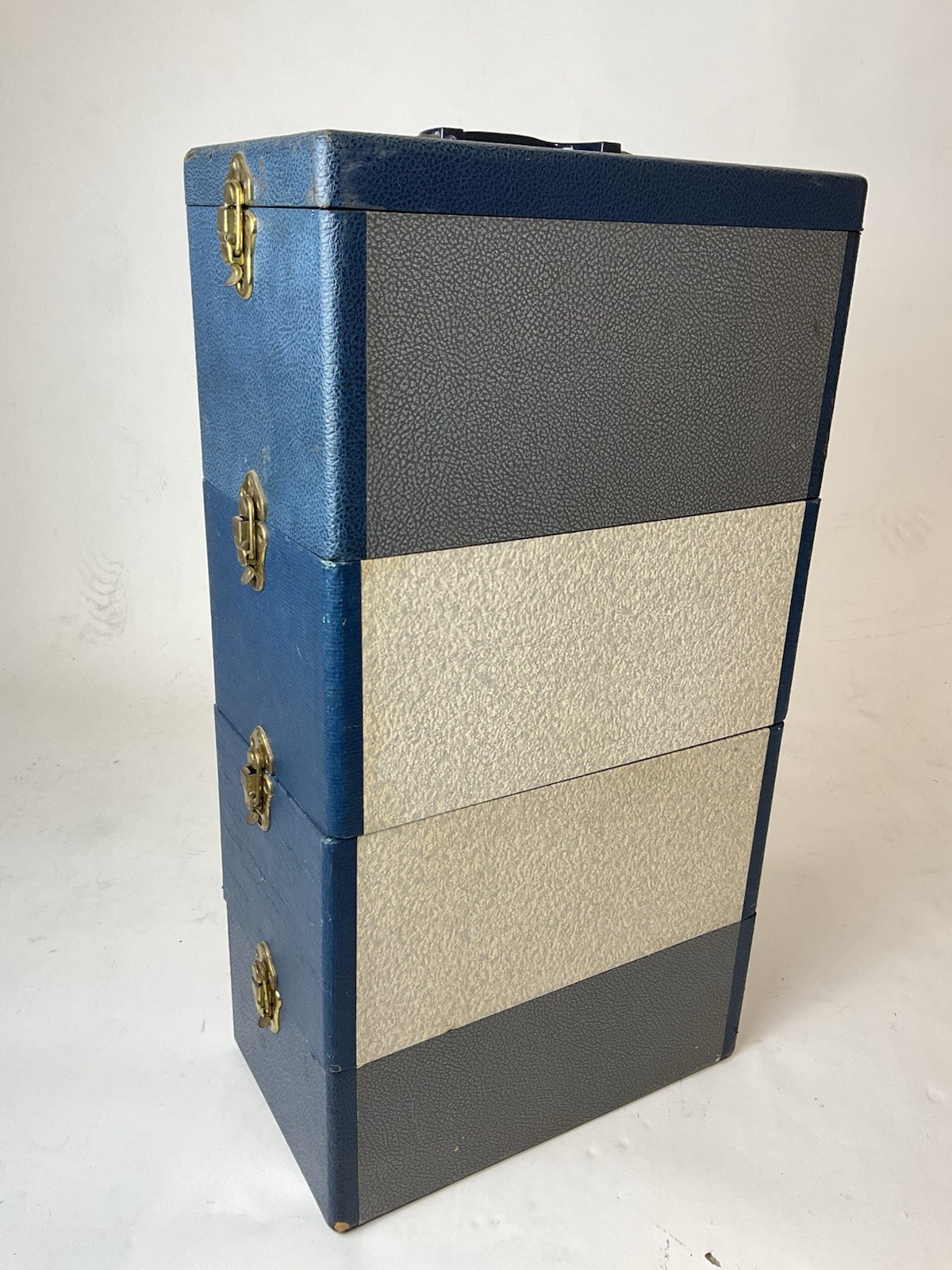 Vintage Barnett & Jaffe Baja Slide Carrying Case Blue 4 Level Stackable