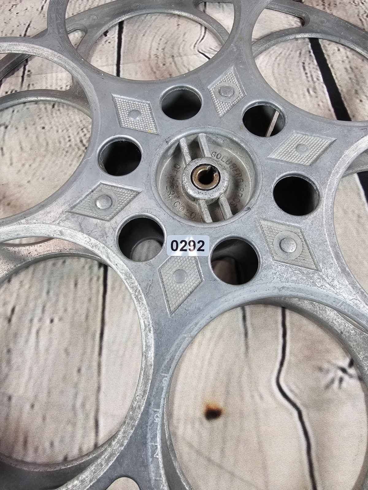 Vtg Goldberg Bros 15″ 35mm Cast Aluminum Movie Film 6 Hole Reel Denver 20 Min #1