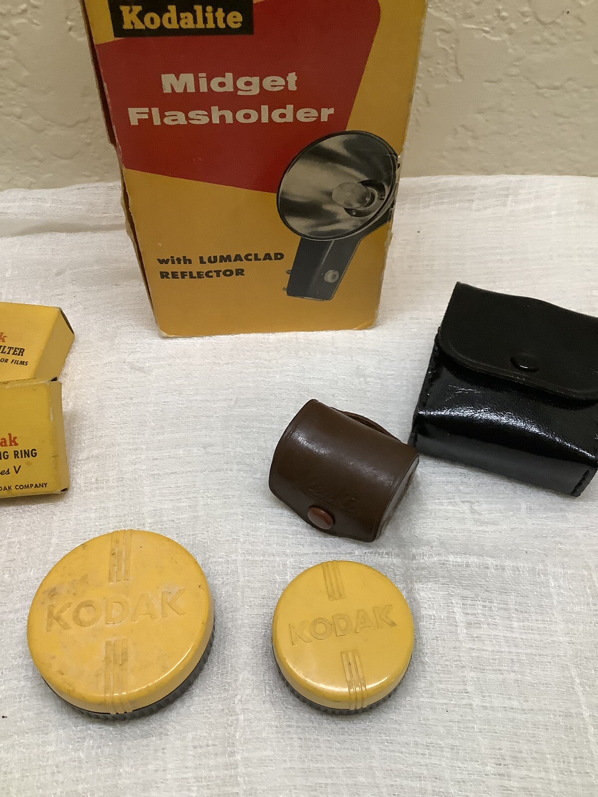 Lot of Vintage Kodak Camera Lens~ Filters~Leather Cases~Adapters~Flashholder