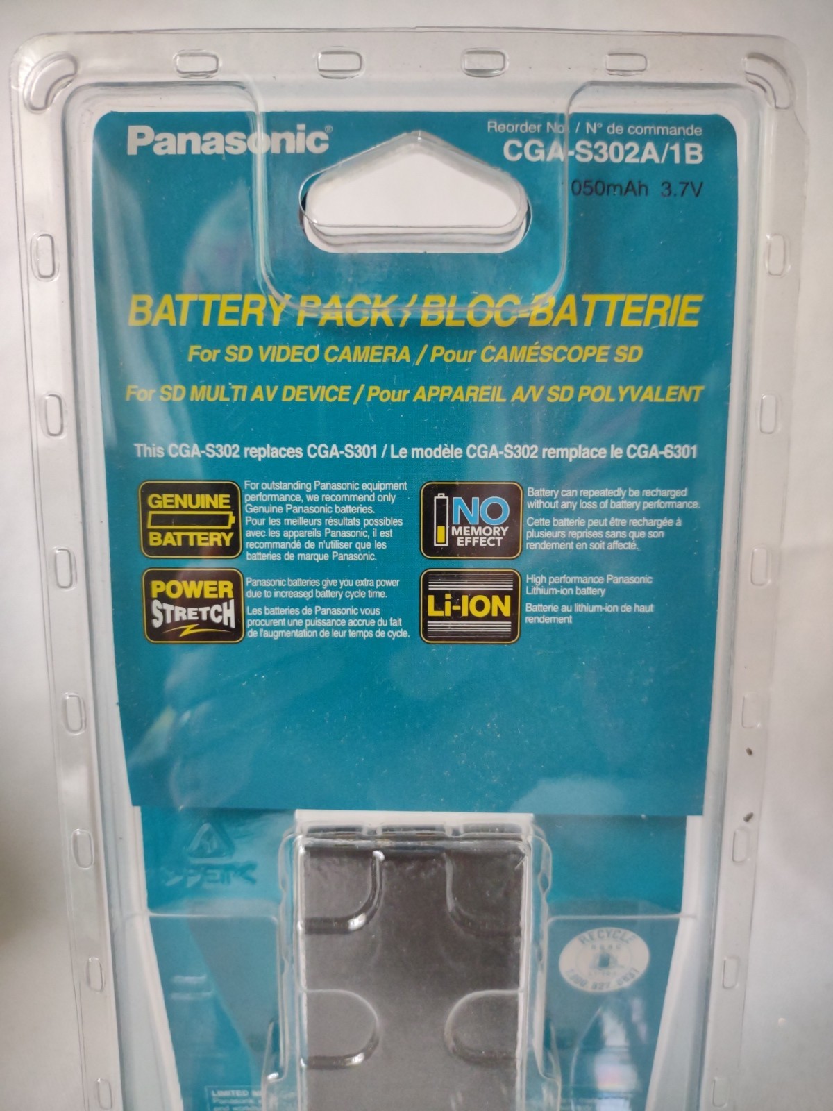 Panasonic Camera Battery – Li-Ion 1050mAh 3.7V CGA-S302/1B (Replaces CGA-S301)