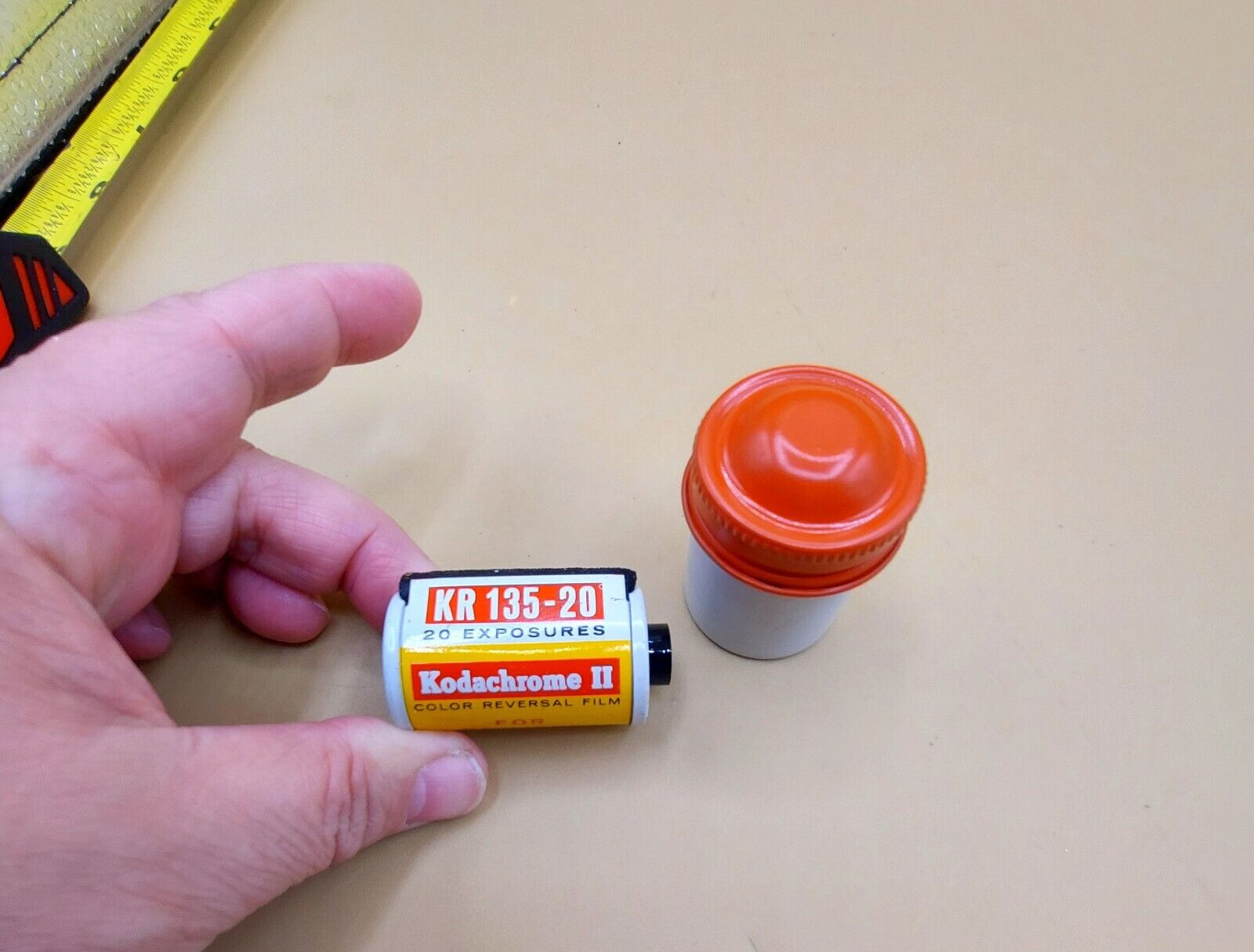 Vintage KODAK Metal Film Tin Orange Top, White Bottom 135-20 film