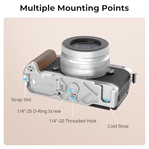 SmallRig Wooden L-Handle 4803 for Nikon Z fc Retro-Style Grip with Cold Shoe