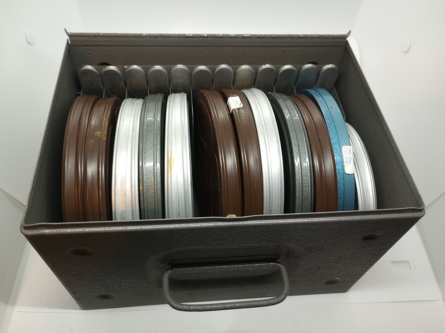Brumberger Carrying Case 8mm Great Condition with 12 Reels In Canisters No film