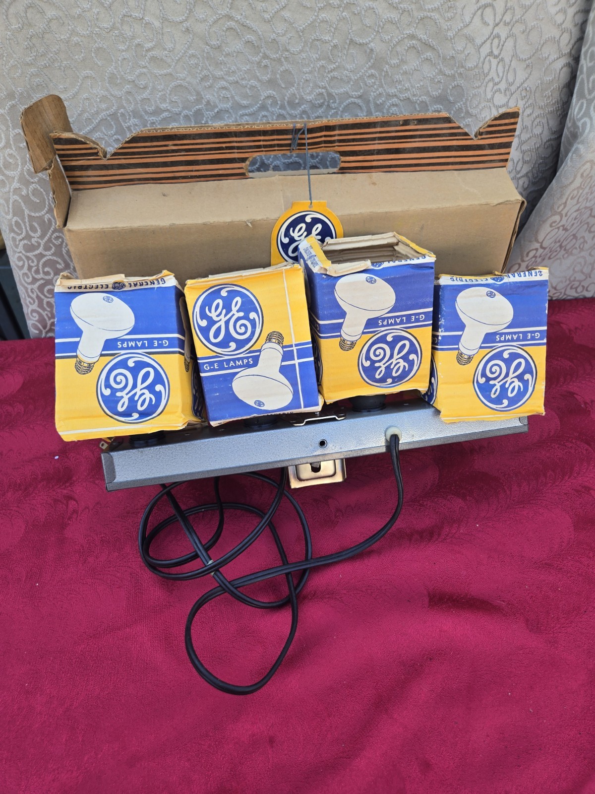 Vintage GE 4 Light Bar Photo Floodlight Movie Camera Lighting Kit Set With Boxes