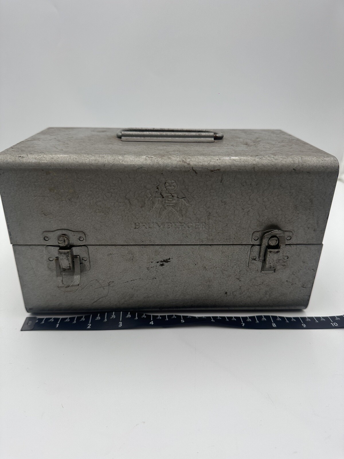 Vintage Brumberger 12 Reel 8mm Film Storage Case Metal Box Holder With 2 Reels