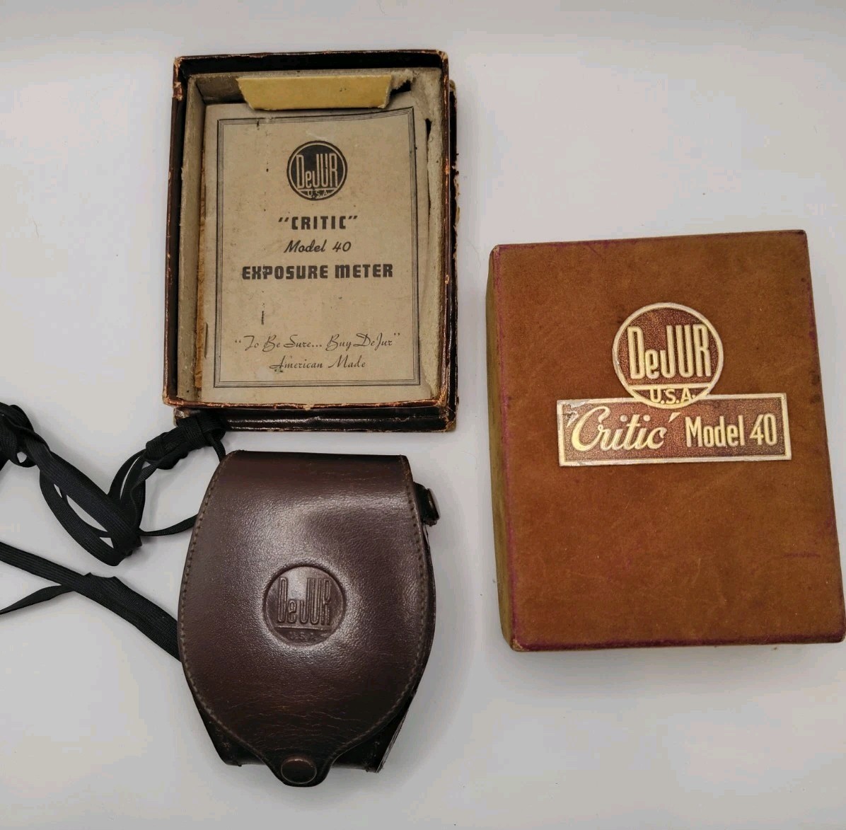 Vintage DeJur Critic Model 40 Exposure Meter Tested Working w/ Original Box Case