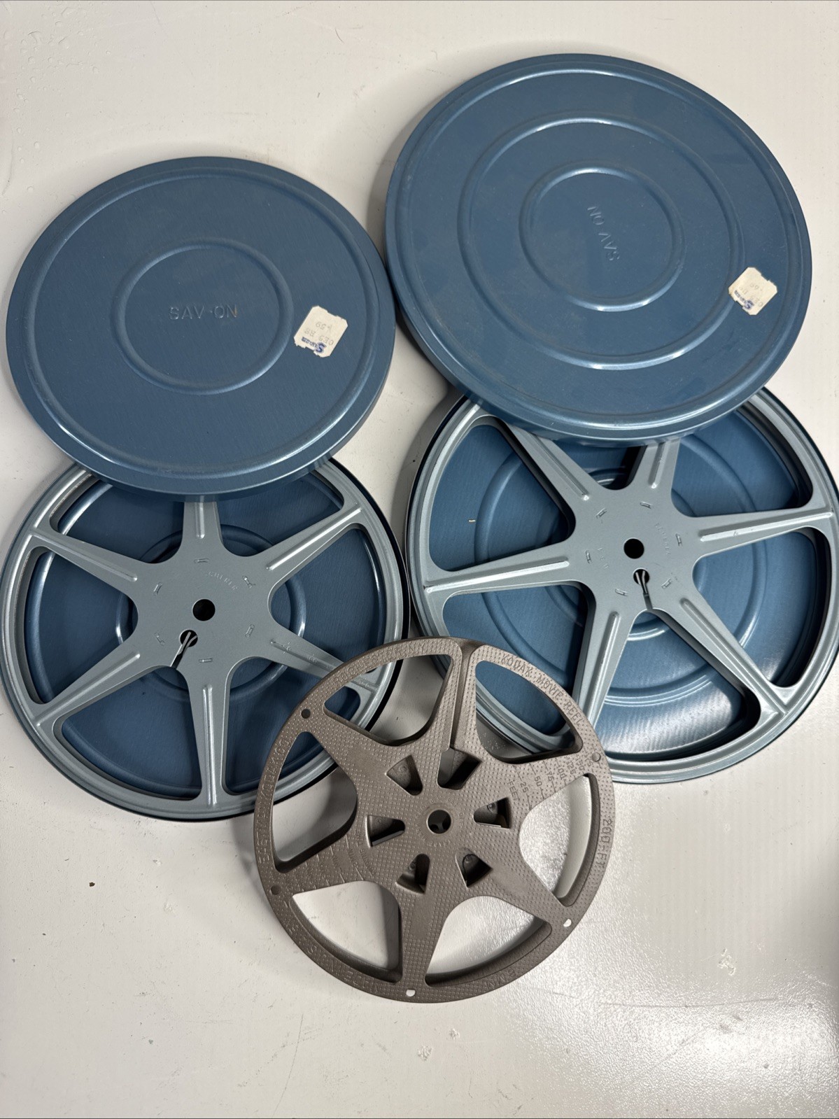3 Vintage 5″ 6″ 7″ 8MM Scherer Kodak Metal Film Canisters Empty Reels USA MADE